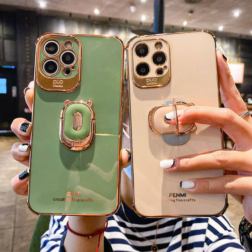 Luxury Electroplating Stand Ring Holder Phone Case With Finger Ring for iPhone 12 Pro MAX 11 Pro XS XR X SE 6 6s 7 8 Plus 12Mini - VooChoice