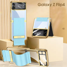 Load image into Gallery viewer, Electroplated Transparent Samsung Galaxy Z Flip4  Hard Cover with Strap
