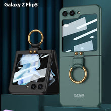 Load image into Gallery viewer, Electroplated Samsung Galaxy Z Flip 5 Case with Front Screen Tempered Glass Protector and Ring - mycasety2023 Mycasety

