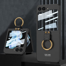 Load image into Gallery viewer, Electroplated Samsung Galaxy Z Flip 5 Case with Front Screen Tempered Glass Protector and Ring - mycasety2023 Mycasety
