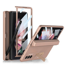 Load image into Gallery viewer, NEWEST Magnetic Folding Full Wrap Protective Pen Case With Back Screen Glass Hinge Holder Phone Cover For Samsung Galaxy Z Fold 3 5G Samsung Galaxy Z Fold 3 Case
