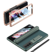 Load image into Gallery viewer, NEWEST Magnetic Folding Full Wrap Protective Pen Case With Back Screen Glass Hinge Holder Leather Phone Cover For Samsung Galaxy Z Fold 3 5G Samsung Galaxy Z Fold 3 Case
