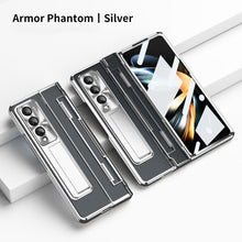 Load image into Gallery viewer, Armor Phantom Aluminum Alloy Transparent Frosted Stand Hinge Phone Case For Samsung Galaxy Z Fold3 Fold4 5G With Screen Protector Samsung Cases

