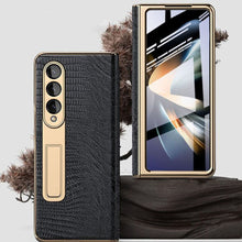 Load image into Gallery viewer, Handmade Leather Crocodile Pattern Phone Case With Back Screen Protector For Samsung Galaxy Z Fold4 5G
