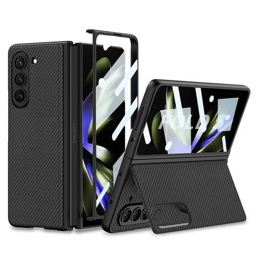 Leather Holder Phone Case With Back Screen Protector For Samsung Galaxy Z Fold 5/4/3 5G - mycasety2023 Mycasety