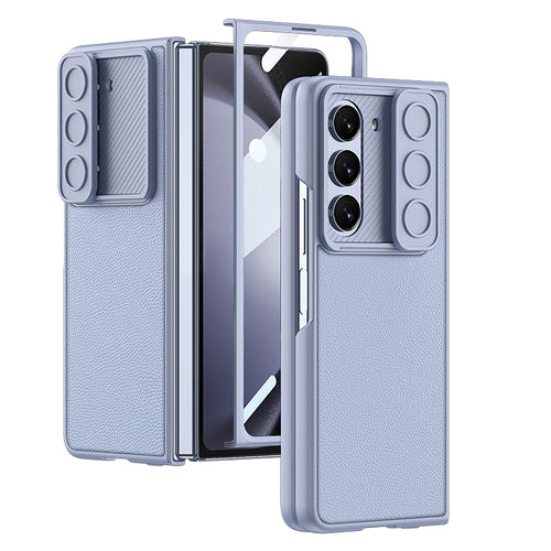 Leather All-inclusive Lens Slide Protector Phone Case With Back Screen Protector For Samsung Galaxy Z Fold 5/4/3 5G - mycasety2023 Mycasety