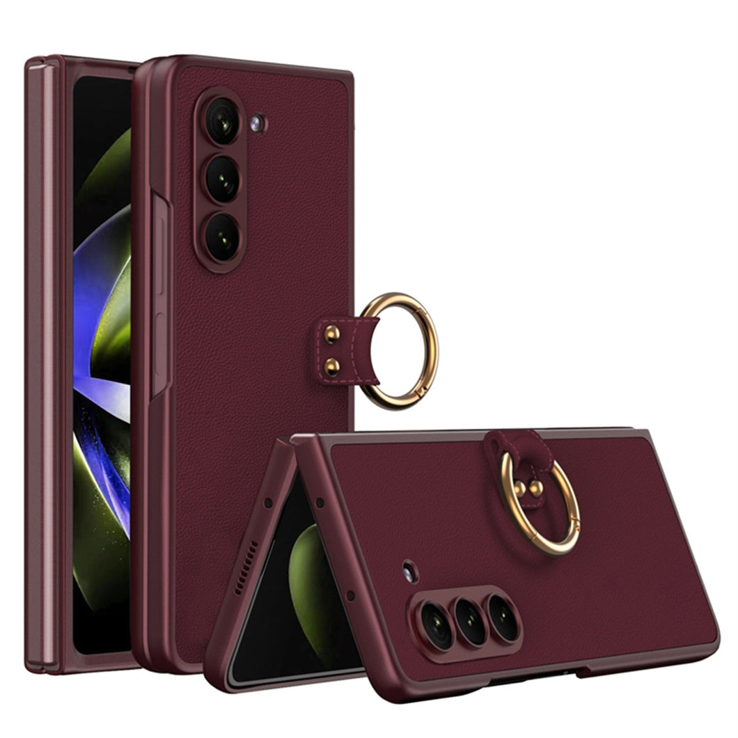All-inclusive Ring Holder Protective Leather Cover For Samsung Galaxy Z Fold 5/4/3 5G - mycasety2023 Mycasety