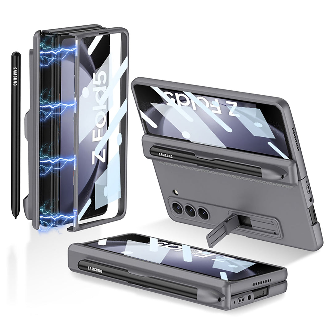 Magnetic Hinge S Pen Slot Ultra-Thin Phone Case With Back Screen Protector For Samsung Galaxy Z Fold 5/4/3 5G - mycasety2023 Mycasety