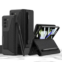 Load image into Gallery viewer, Leather Pen Holder Armor Phone Case With Back Screen Protector For Samsung Galaxy Z Fold 5/4/3 5G - mycasety2023 Mycasety
