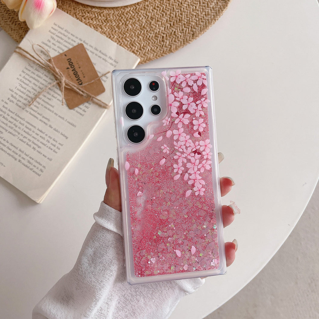 Luxury Glitter Liquid Quicksand Case For Samsung Galaxy S23 S22 S21 Ultra Plus Note20 Oil Painting Luminous TPU Cover - mycasety2023 Mycasety