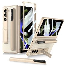Load image into Gallery viewer, Invisible Bracket S Pen Slot Leather Protective Phone Case With Back Screen Protector For Samsung Galaxy Z Fold 5/4/3 5G - mycasety2023 Mycasety
