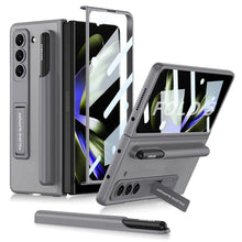 Load image into Gallery viewer, Invisible Bracket S Pen Slot Leather Protective Phone Case With Back Screen Protector For Samsung Galaxy Z Fold 5/4/3 5G - mycasety2023 Mycasety
