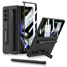 Load image into Gallery viewer, Invisible Bracket S Pen Slot Leather Protective Phone Case With Back Screen Protector For Samsung Galaxy Z Fold 5/4/3 5G - mycasety2023 Mycasety

