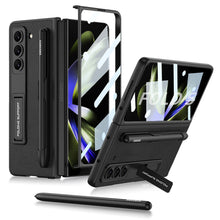 Load image into Gallery viewer, Invisible Bracket S Pen Slot Leather Protective Phone Case With Back Screen Protector For Samsung Galaxy Z Fold 5/4/3 5G - mycasety2023 Mycasety
