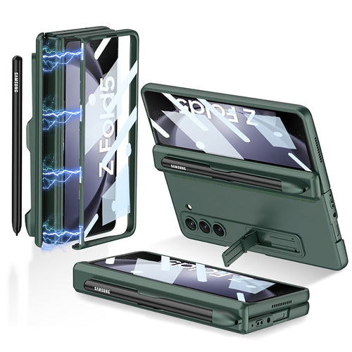 Magnetic Hinge S Pen Slot Ultra-Thin Phone Case With Back Screen Protector For Samsung Galaxy Z Fold 5/4/3 5G - mycasety2023 Mycasety